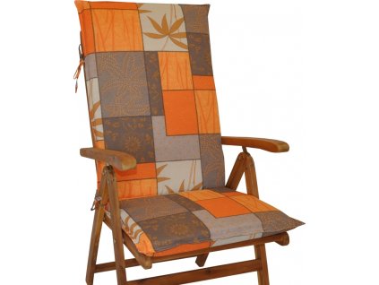 Polstr na teakové zahradní křeslo UNI vysoké - UNIKO oranžový list