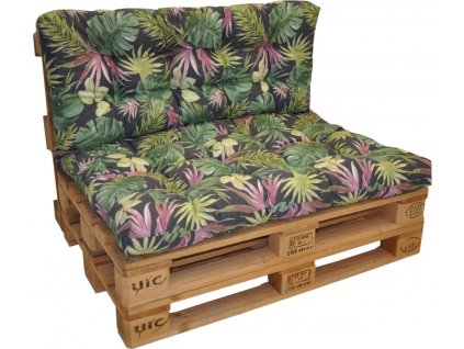 Polstry na paletový nábytek s opěrkou - motiv Monstera