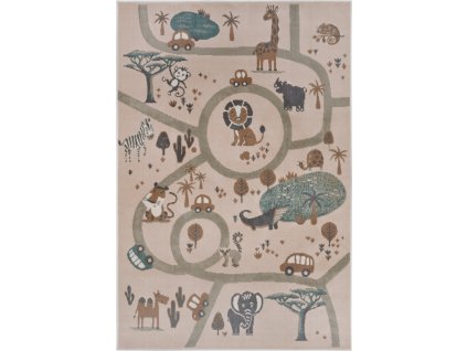 Dětský koberec Adventures 105972 Cream Brown Grey (Rozměry koberců 120x170)