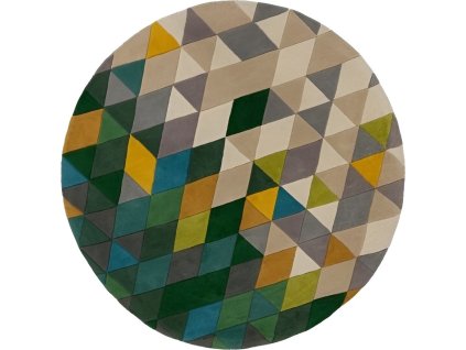 Ručně všívaný kusový koberec Illusion Prism Green/Multi kruh (Rozměry koberců 160x160 (průměr) kruh)