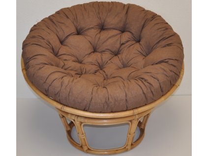 Ratanový papasan 110 cm medový polstr hnědý melír