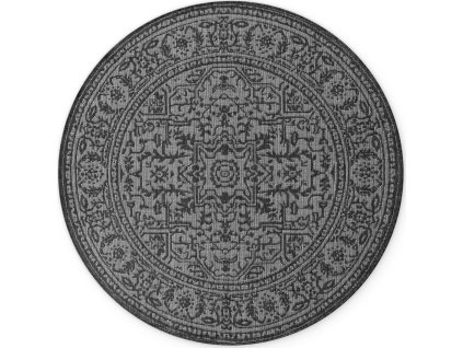 Kusový koberec Duet Kona 106248 Black/White kruh - na ven i na doma (Rozměry koberců 160x160 (průměr) kruh)