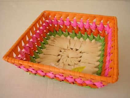 Košík barevný, palmový list, přírodní