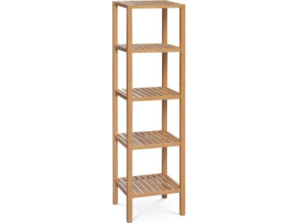 Regál, 5 polic, masiv bambus, přírodní odstín, nosnost 15 kg