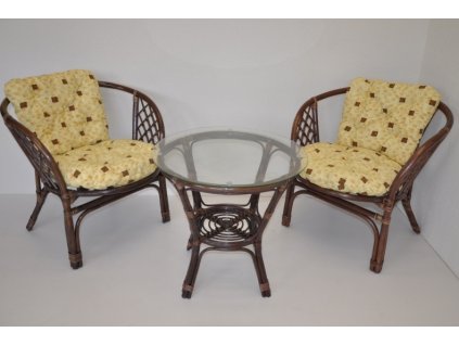 Ratanová sedací souprava Java hnědá polstr Oliver