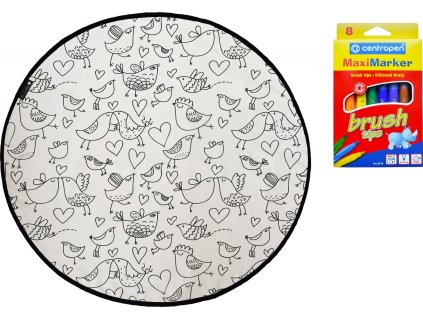 KOBEREC - OMALOVÁNKY - Kissing birds (Rozměry koberců 130x130 (průměr) kruh)