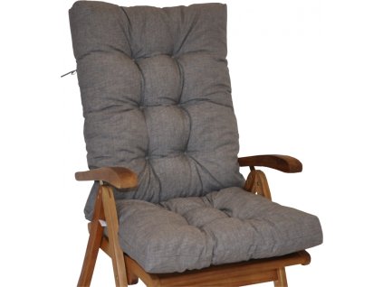 Polstr na teakové zahradní křeslo vysoké - látka šedý melír
