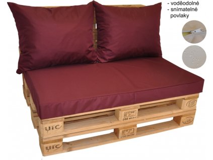Polstry na paletový nábytek voděodolné -barva vínová