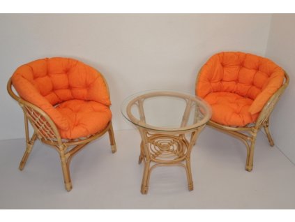 Ratanová sedací souprava Java polstr oranžový Maxi