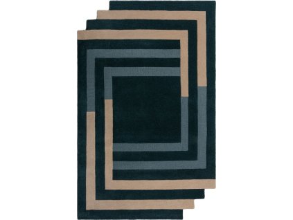 Ručně všívaný kusový koberec Abstract Labyrinth Shaped Green/Blue (Rozměry koberců 120x180)