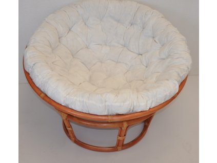 Ratanový papasan 110 cm koňak polstr bílý INDO