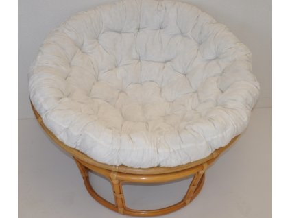 Ratanový papasan 110 cm medový polstr bílý INDO