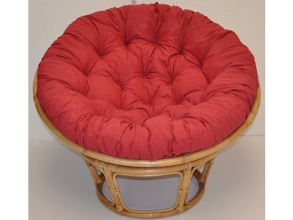 Ratanový papasan 110 cm medový polstr vínový melír vzhledové vady