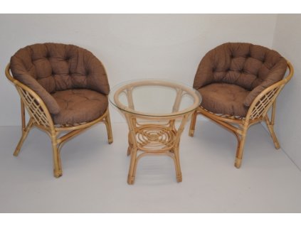 Ratanová sedací souprava Java polstr hnědý melír MAXI