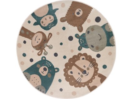 Dětský koberec Adventures 105968 Cream Brown Blue kruh (Rozměry koberců 100x100 (průměr) kruh)