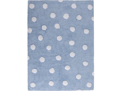 Přírodní koberec, ručně tkaný Polka Dots Blue-White (Rozměry koberců 120x160)