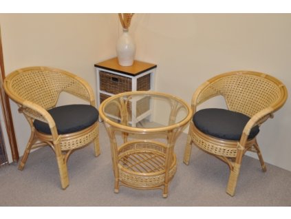 Ratanová sedací souprava Kina medová polstr tmavě šedý melír