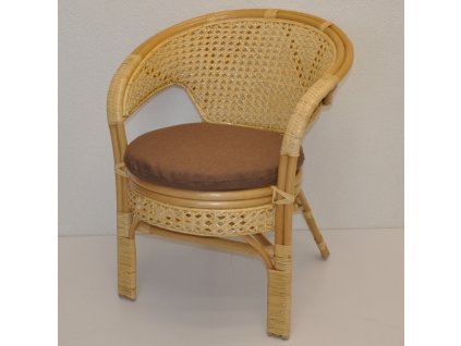 Ratanové křeslo Kina medové polstr hnědý melír
