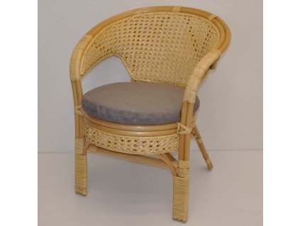 Ratanové křeslo Kina medové polstr šedý melír