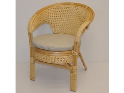 Ratanové křeslo Kina medové polstr tmavě béžový melír