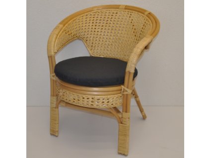 Ratanové křeslo Kina medové polstr tmavě šedý melír