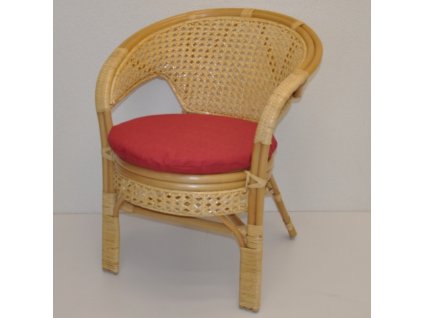 Ratanové křeslo Kina medové polstr vínový melír