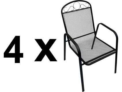 Zahradní kovové křeslo BRUSEL černé (4 ks)