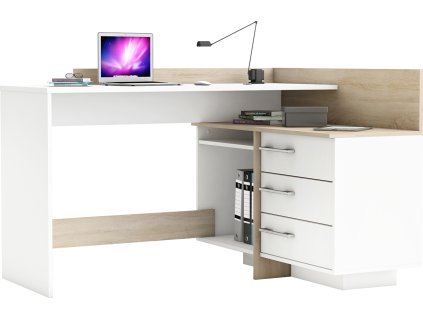 Psací stůl rohový THALES 484881 dub/bílá