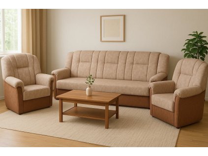 Sedací souprava Panda 3+1+1 Rali 3/hnědá