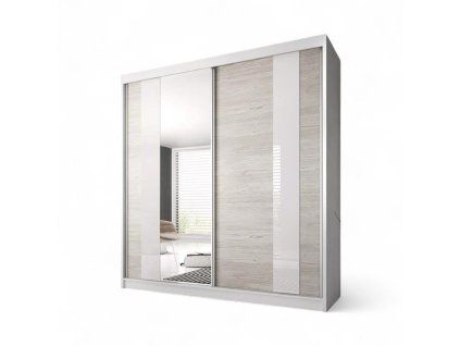 Šatní skříň MULTI 32, 233cm (M) (Varianta  kathult / bílé pásy)