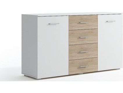 Komoda VANA I 2D4S (Varianta bílá / dub sonoma)