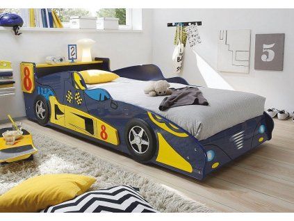 Postel RACE auto, s matrací a roštem (Varianta modré)