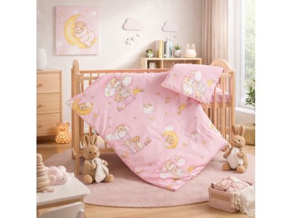 556 povleceni do postylky 2dilne scarlett mracek ruzova 90 x 120 cm