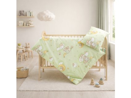 3705 povleceni do postylky 2dilne scarlett mracek zelena 90 x 120 cm