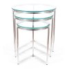 Konferenční stolky 3 ks TRINITY stříbrná/sklo