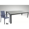 Hliníkový zahradní nábytek: stůl Jerry 220cm tmavě šedý a 8 stohovatelných křesel Juventus