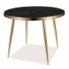 Jídelní stůl CALVIN 100 mramorované sklo/černá/zlatá