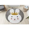 Dětský kusový koberec Petit Bunny grey kulatý (Rozměry koberců 140x140 (průměr) kruh)