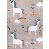 Dětský kusový koberec Fun Unicorn with rainbow beige (Rozměry koberců 80x150)