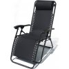 Černá kempingová relaxační židle, konstrukce kov, polštářek za hlavu, područky