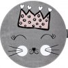 Dětský kusový koberec Petit Cat crown grey kruh