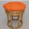 Ratanová taburetka velká medová polstr oranžový melír
