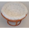 Ratanový papasan 110 cm koňak polstr bílý INDO