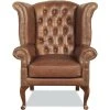 Křeslo Chesterfield Queen kůže koňak