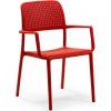 Červená barová plastová stolička