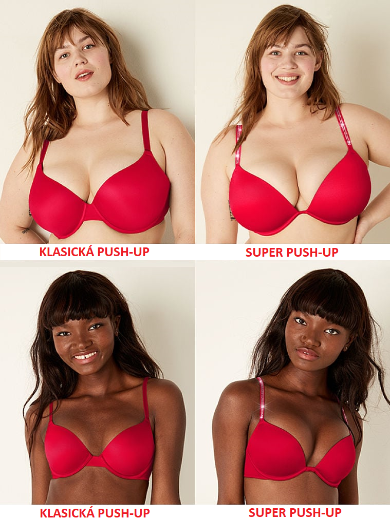 Victoria's Secret PINK Push-up podprsenka s kamínky Super Push-Up Bra  Atomic Pink - M&E Beauty