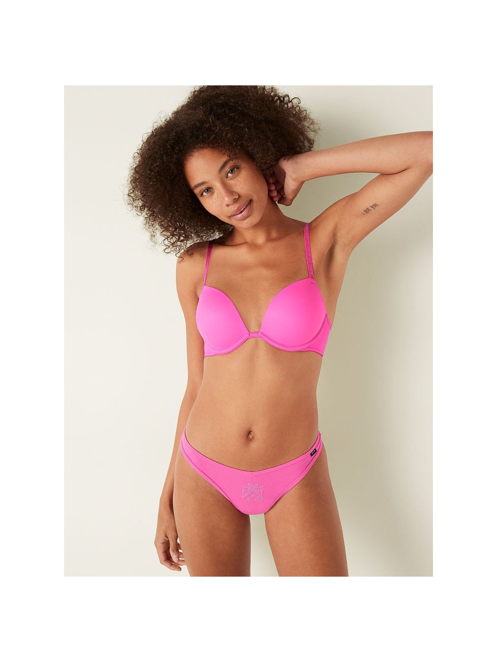 Victoria's Secret PINK Push-up podprsenka s kamínky Super Push-Up Bra  Atomic Pink - M&E Beauty