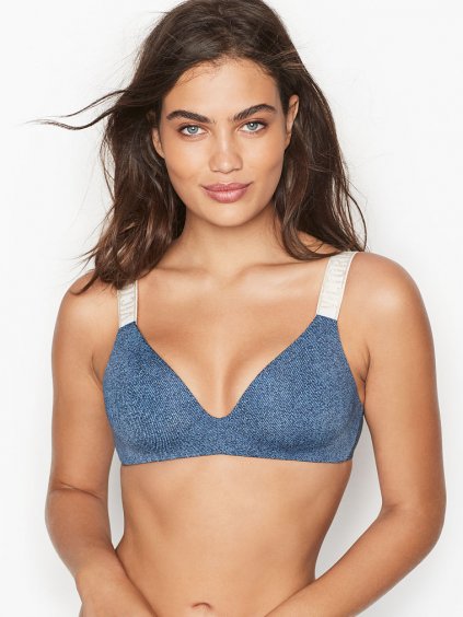 Victoria's Secret PINK Podprsenka Lightly Lined Wireless Bra Dark Denim