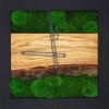 Mechové hodiny čtvercové, 40x40 cm s kopečkovým a plochým mechem, masívní dřevo s kůrou mech