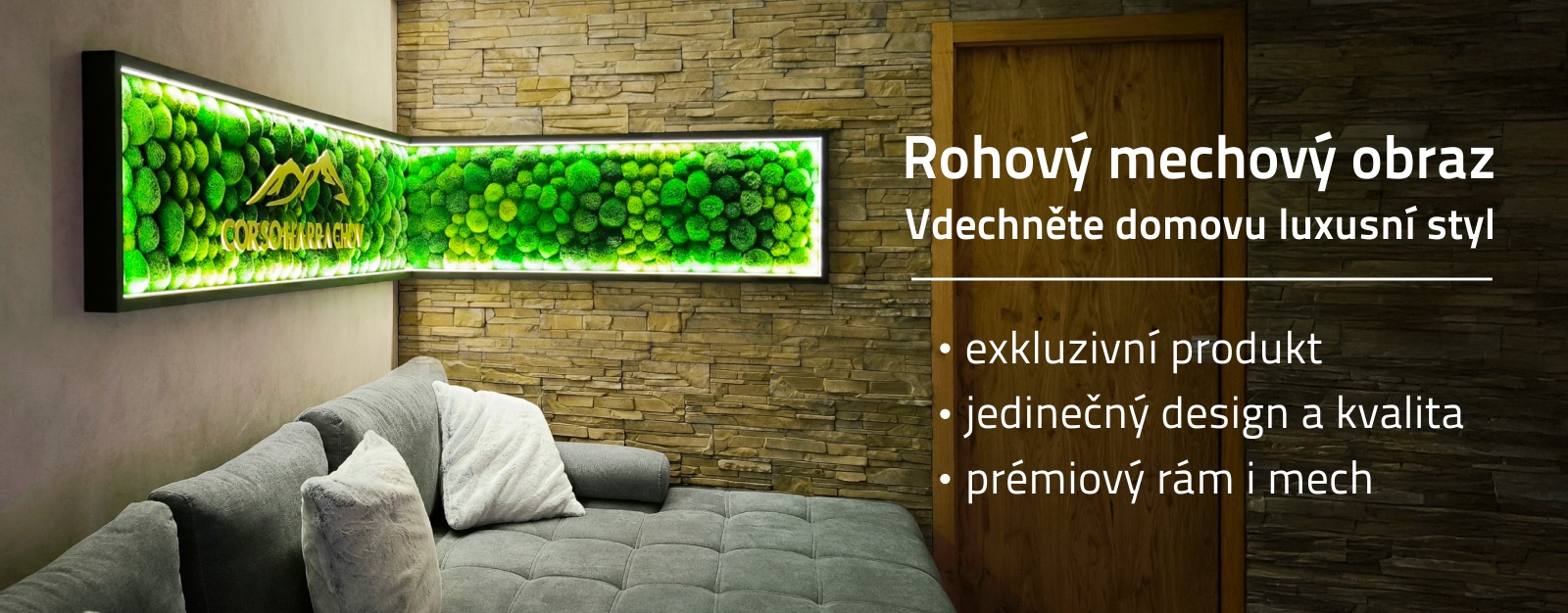 Rohový mechový obraz